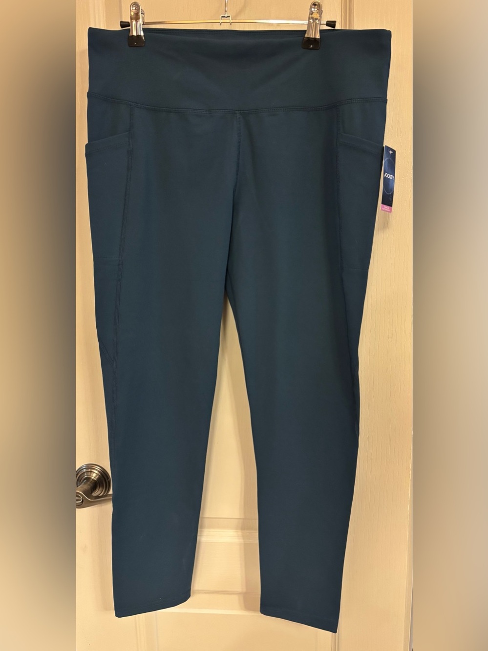 Jockey Teal Stretch 7/8 Leggings with Side Pockets XL